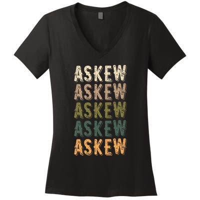 Askew Personalized Reunion Matching Family Name Women's V-Neck T-Shirt