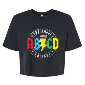 Abcd Preschool Rocks 1st Day Prek Teacher Back To School Bella+Canvas Jersey Crop Tee