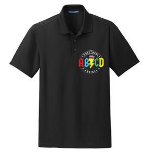 Abcd Preschool Rocks 1st Day Prek Teacher Back To School Dry Zone Grid Polo