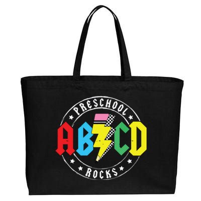 Abcd Preschool Rocks 1st Day Prek Teacher Back To School Cotton Canvas Jumbo Tote