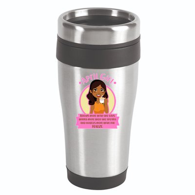 April Birthday Girl Knows More Than You Realize 16oz Travel Tumbler