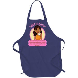 April Birthday Girl Knows More Than You Realize Full-Length Apron With Pockets