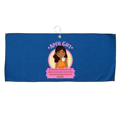 April Birthday Girl Knows More Than You Realize Large Microfiber Waffle Golf Towel