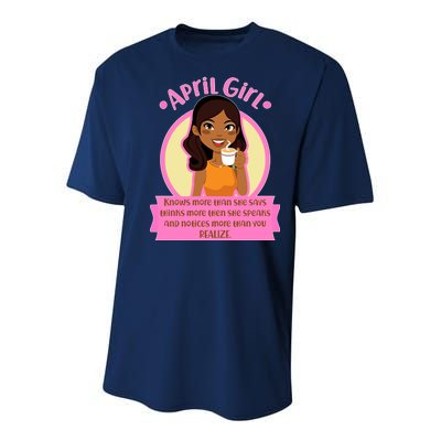 April Birthday Girl Knows More Than You Realize Youth Performance Sprint T-Shirt