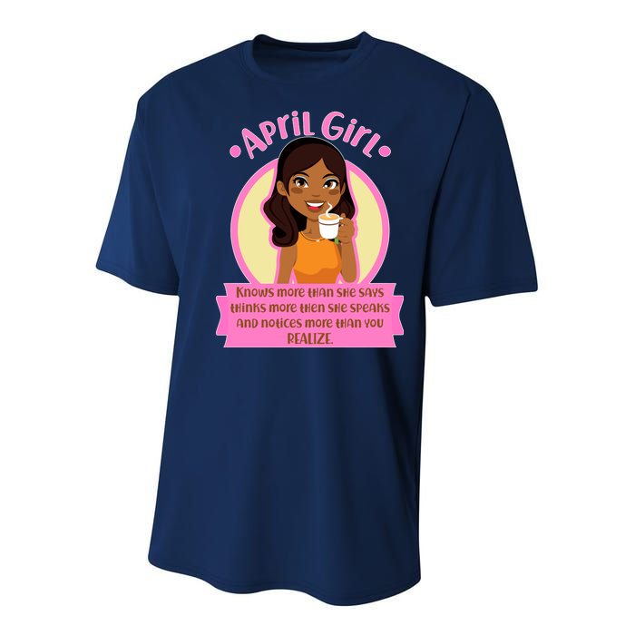 April Birthday Girl Knows More Than You Realize Youth Performance Sprint T-Shirt