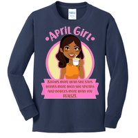 April Birthday Girl Knows More Than You Realize Kids Long Sleeve Shirt