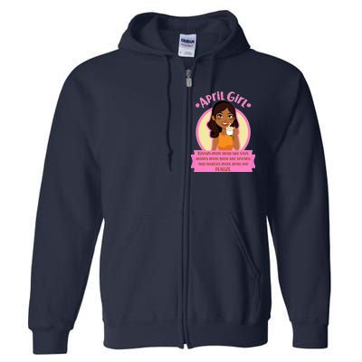 April Birthday Girl Knows More Than You Realize Full Zip Hoodie