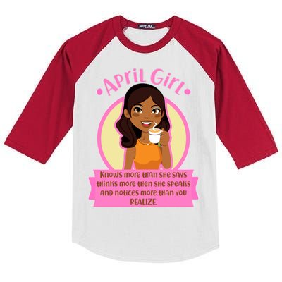 April Birthday Girl Knows More Than You Realize Kids Colorblock Raglan Jersey