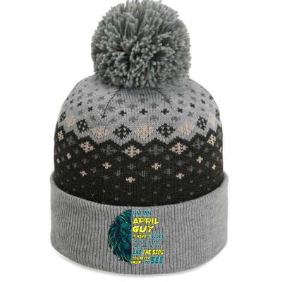 April Birthday Guy Has 3 Sides Sweet Funny Crazy  The Baniff Cuffed Pom Beanie