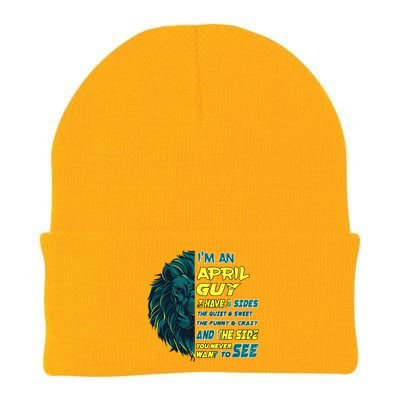 April Birthday Guy Has 3 Sides Sweet Funny Crazy  Knit Cap Winter Beanie