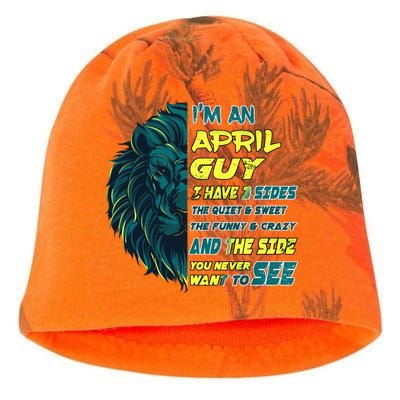 April Birthday Guy Has 3 Sides Sweet Funny Crazy  Kati - Camo Knit Beanie