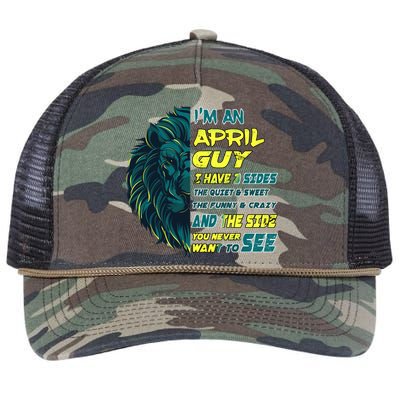 April Birthday Guy Has 3 Sides Sweet Funny Crazy  Retro Rope Trucker Hat Cap