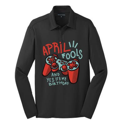 April Fools And Yes It's My Birthday Silk Touch Performance Long Sleeve Polo