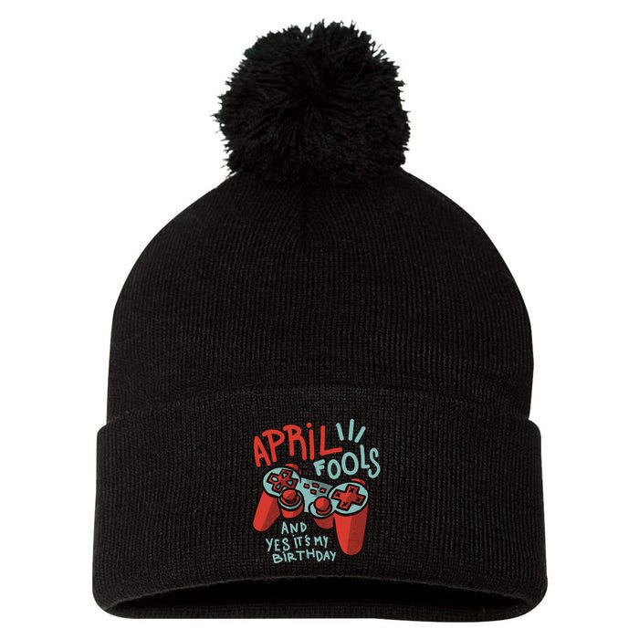 April Fools And Yes It's My Birthday Pom Pom 12in Knit Beanie
