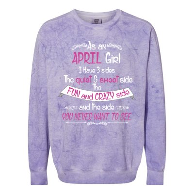 April Girl Sweet But Crazy Funny Birthday Colorblast Crewneck Sweatshirt