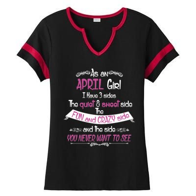 April Girl Sweet But Crazy Funny Birthday Ladies Halftime Notch Neck Tee