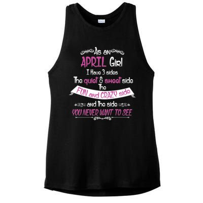 April Girl Sweet But Crazy Funny Birthday Ladies PosiCharge Tri-Blend Wicking Tank