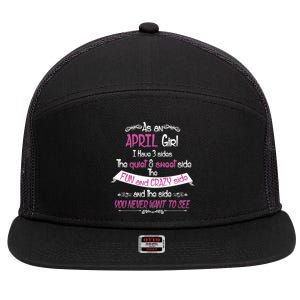 April Girl Sweet But Crazy Funny Birthday 7 Panel Mesh Trucker Snapback Hat