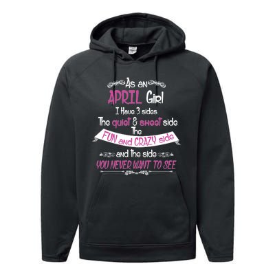 April Girl Sweet But Crazy Funny Birthday Performance Fleece Hoodie