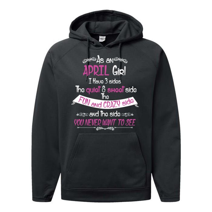 April Girl Sweet But Crazy Funny Birthday Performance Fleece Hoodie