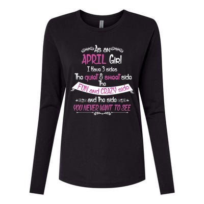 April Girl Sweet But Crazy Funny Birthday Womens Cotton Relaxed Long Sleeve T-Shirt