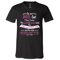 April Girl Sweet But Crazy Funny Birthday V-Neck T-Shirt