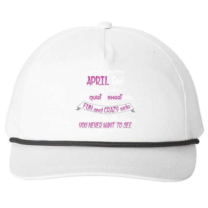 April Girl Sweet But Crazy Funny Birthday Snapback Five-Panel Rope Hat