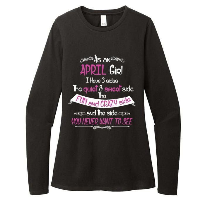 April Girl Sweet But Crazy Funny Birthday Womens CVC Long Sleeve Shirt