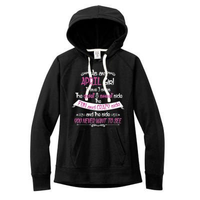 April Girl Sweet But Crazy Funny Birthday Women's Fleece Hoodie