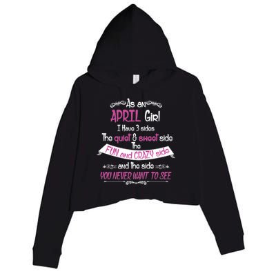 April Girl Sweet But Crazy Funny Birthday Crop Fleece Hoodie