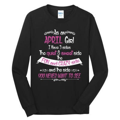 April Girl Sweet But Crazy Funny Birthday Tall Long Sleeve T-Shirt