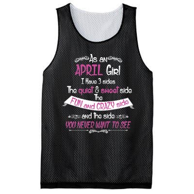 April Girl Sweet But Crazy Funny Birthday Mesh Reversible Basketball Jersey Tank