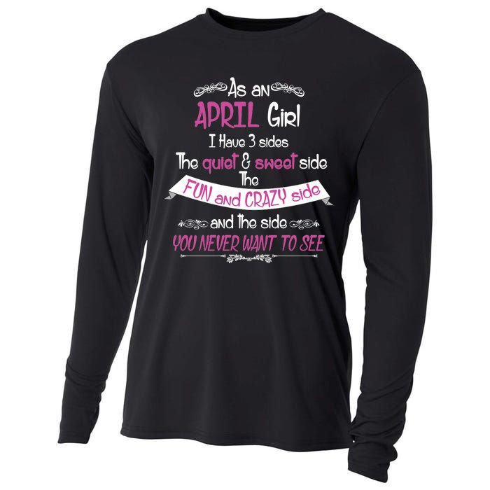 April Girl Sweet But Crazy Funny Birthday Cooling Performance Long Sleeve Crew