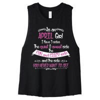 April Girl Sweet But Crazy Funny Birthday Women's Racerback Cropped Tank