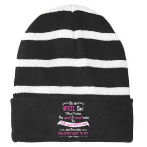 April Girl Sweet But Crazy Funny Birthday Striped Beanie with Solid Band