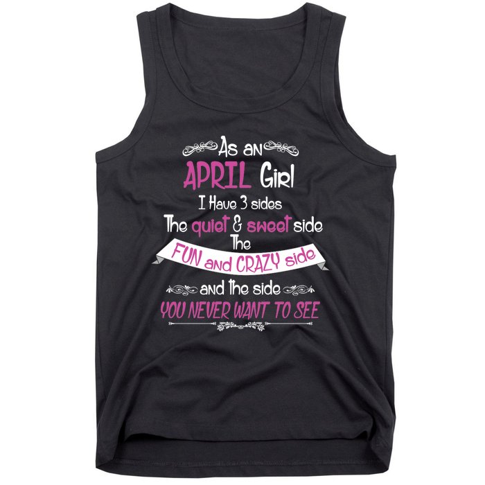 April Girl Sweet But Crazy Funny Birthday Tank Top