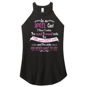 April Girl Sweet But Crazy Funny Birthday Women’s Perfect Tri Rocker Tank