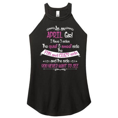 April Girl Sweet But Crazy Funny Birthday Women's Perfect Tri Rocker Tank