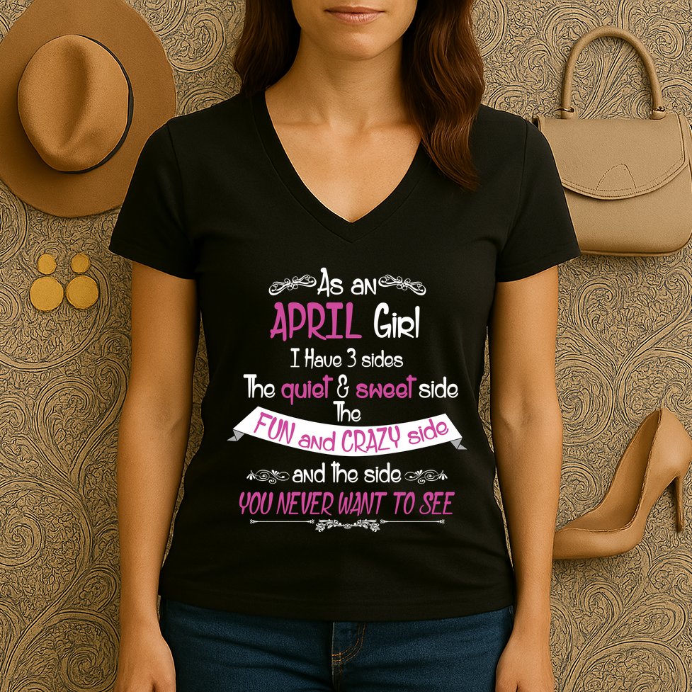 April Girl Sweet But Crazy Funny Birthday Women's V-Neck T-Shirt