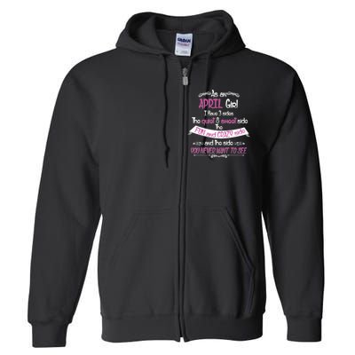 April Girl Sweet But Crazy Funny Birthday Full Zip Hoodie