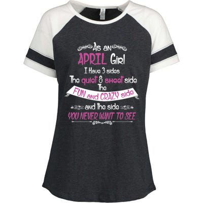 April Girl Sweet But Crazy Funny Birthday Enza Ladies Jersey Colorblock Tee