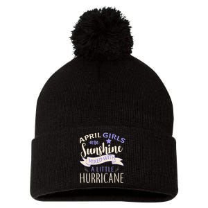 April Girls Are Sunshine Mixed With Hurricane Pom Pom 12in Knit Beanie