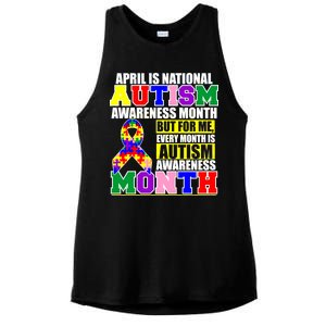 April is Autism Awareness Month For Me Every Month is AUTISM Awareness Ladies PosiCharge Tri-Blend Wicking Tank