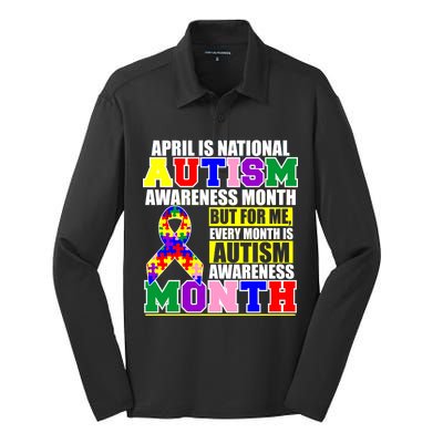 April is Autism Awareness Month For Me Every Month is AUTISM Awareness Silk Touch Performance Long Sleeve Polo