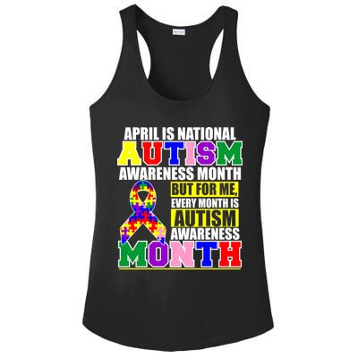 April is Autism Awareness Month For Me Every Month is AUTISM Awareness Ladies PosiCharge Competitor Racerback Tank