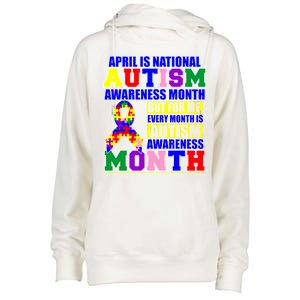 April is Autism Awareness Month For Me Every Month is AUTISM Awareness Womens Funnel Neck Pullover Hood