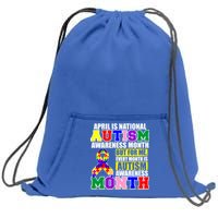 April is Autism Awareness Month For Me Every Month is AUTISM Awareness Sweatshirt Cinch Pack Bag