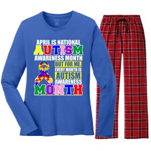 April is Autism Awareness Month For Me Every Month is AUTISM Awareness Women's Long Sleeve Flannel Pajama Set 