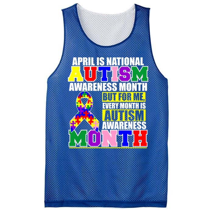 April is Autism Awareness Month For Me Every Month is AUTISM Awareness Mesh Reversible Basketball Jersey Tank