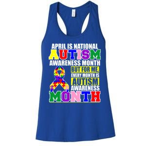 April is Autism Awareness Month For Me Every Month is AUTISM Awareness Women's Racerback Tank